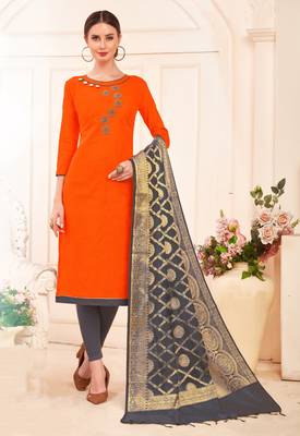 Orange beads cotton salwar 1
