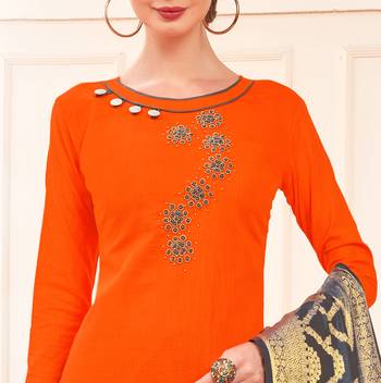 Orange beads cotton salwar 2