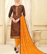Brown woven banarasi silk salwar