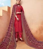 Red resham embroidery viscose salwar