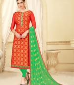 Peach woven banarasi silk salwar