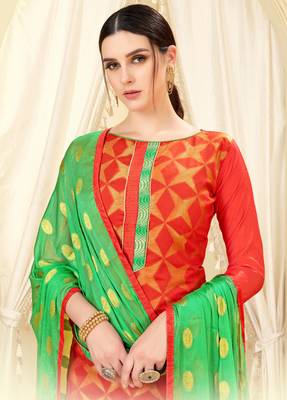 Peach woven banarasi silk salwar 2