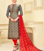 Grey woven banarasi silk salwar