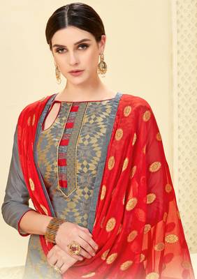 Grey woven banarasi silk salwar 2