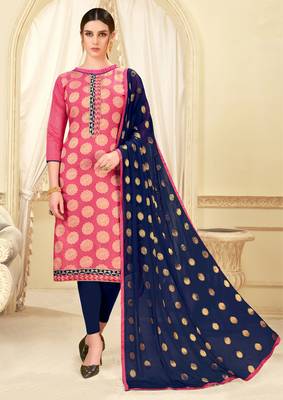 Pink woven banarasi silk salwar 1