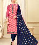 Pink woven banarasi silk salwar