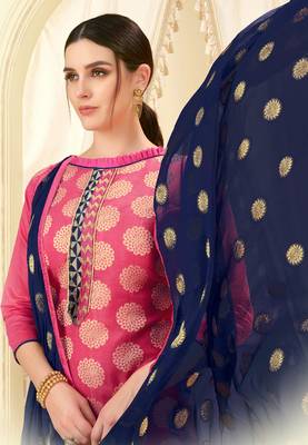 Pink woven banarasi silk salwar 2