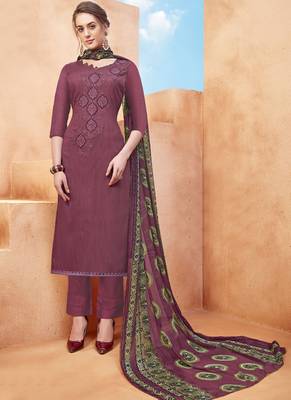 Wine resham embroidery viscose salwar 1
