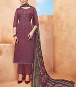 Wine resham embroidery viscose salwar