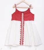 Red printed cotton kids-tops