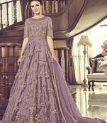 Light-violet embroidered net salwar
