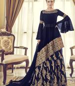 Navy-Blue Embroidered Georgette Salwar