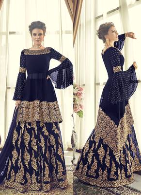 Navy-Blue Embroidered Georgette Salwar 2