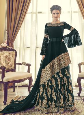 Dark-Green Embroidered Georgette Salwar 1