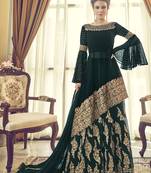 Dark-Green Embroidered Georgette Salwar