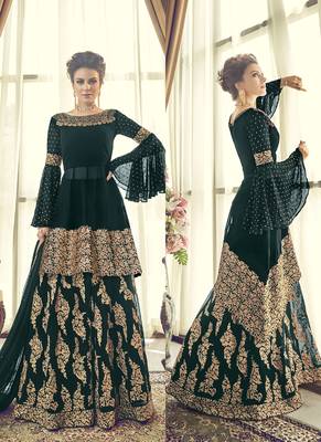 Dark-Green Embroidered Georgette Salwar 2