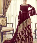 Maroon Embroidered Georgette Salwar