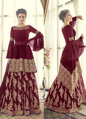 Maroon Embroidered Georgette Salwar 2