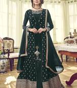 Dark-Green Embroidered Georgette Salwar