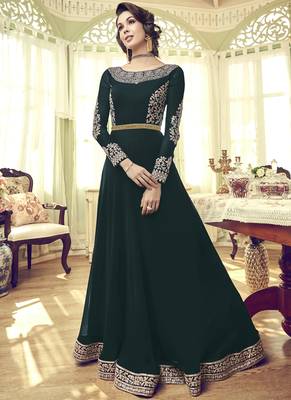 Dark-Green Embroidered Georgette Salwar 2