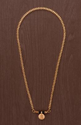 Golden MEDIUM length mangalsutra with single Laxmi vati one gram gold 2