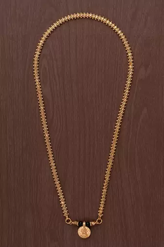Golden MEDIUM length mangalsutra with single Laxmi vati one gram gold