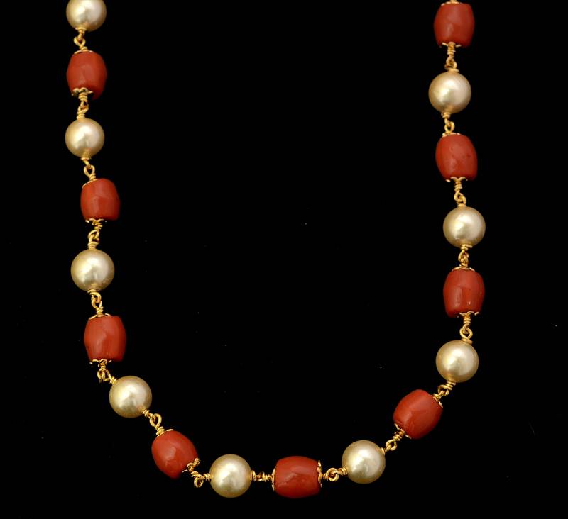 Orange pearl necklaces Radhas Creations 2993788