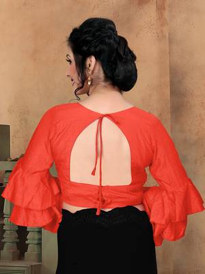 Red Women'S Silk With V Neck Blouse 4