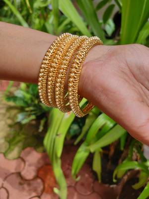 Gold Plated White Beaded Bangles Set Of 4 3
