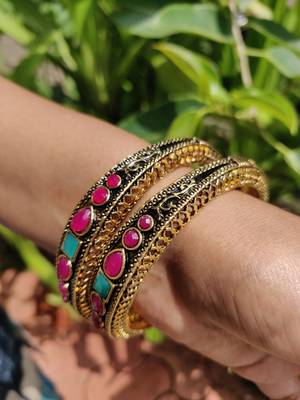 Gold   Meenakari Bangles Set Of 2 1