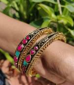 Gold   Meenakari Bangles Set Of 2