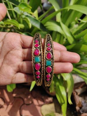 Gold   Meenakari Bangles Set Of 2 2