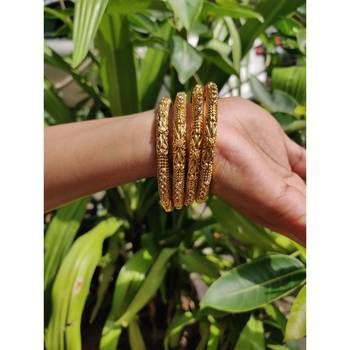 Gold Plated Stone Studded Bangles Set Of 4 2