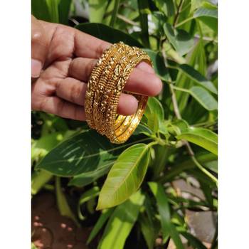 Gold Plated Stone Studded Bangles Set Of 4 3