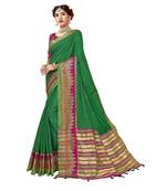 Green woven cotton  saree with blouse