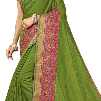 Green woven cotton  saree with blouse 4