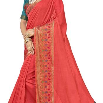 Peach woven cotton  saree with blouse 4