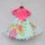 Hot Pink Knotted Top With Aqua Green Printed Lehenga