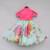 Hot Pink Knotted Top With Aqua Green Printed Lehenga