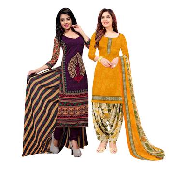 Multicolor Printed Blended Cotton Unstitched Salwar With Dupatta 1