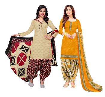 Multicolor Printed Blended Cotton Unstitched Salwar With Dupatta 1
