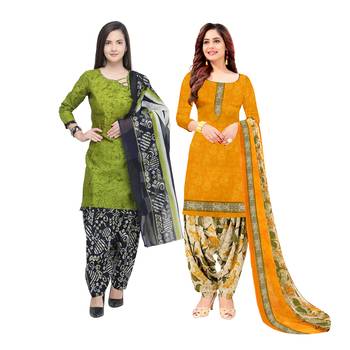 Multicolor Printed Blended Cotton Unstitched Salwar With Dupatta 1