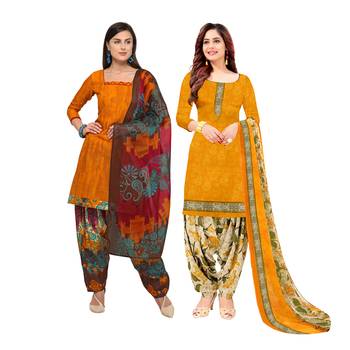 Multicolor Printed Blended Cotton Unstitched Salwar With Dupatta 1