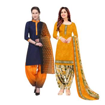 Multicolor Printed Blended Cotton Unstitched Salwar With Dupatta 1