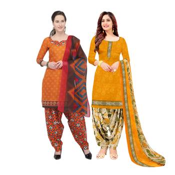Multicolor Printed Blended Cotton Unstitched Salwar With Dupatta 1