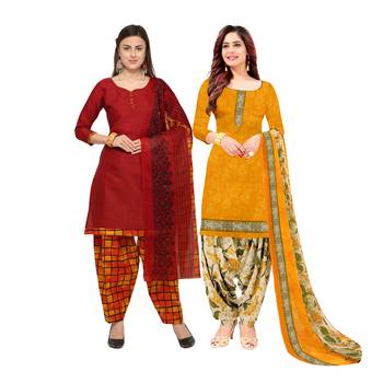 Multicolor Printed Blended Cotton Unstitched Salwar With Dupatta 1