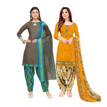 Multicolor Printed Blended Cotton Unstitched Salwar With Dupatta 1