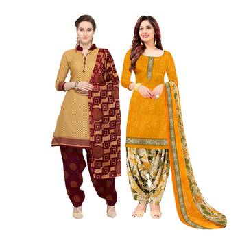 Multicolor Printed Blended Cotton Unstitched Salwar With Dupatta 1