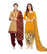 Multicolor Printed Blended Cotton Unstitched Salwar With Dupatta