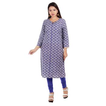 Blue printed cotton ethnic-kurtis 1